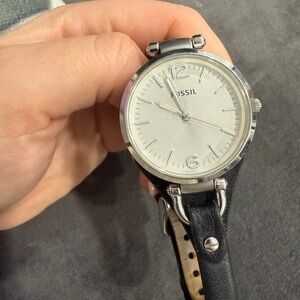 Fossil Classic Silver Dial with Black Strap